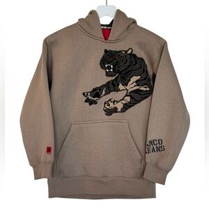 JNCO Vintage 90’s Y2K Camo Tiger Hoodie Khaki Brown Size Small